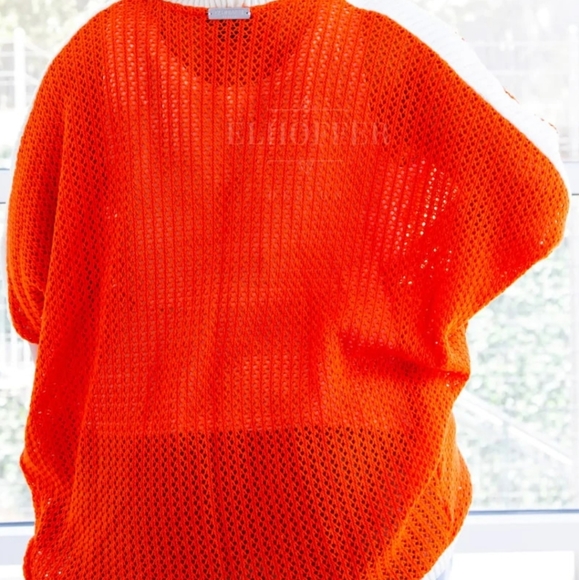 Prelove Women's Elhoffer Design Galactic Rebel Dolman Shrug Color Orange/White - Picture 3 of 8